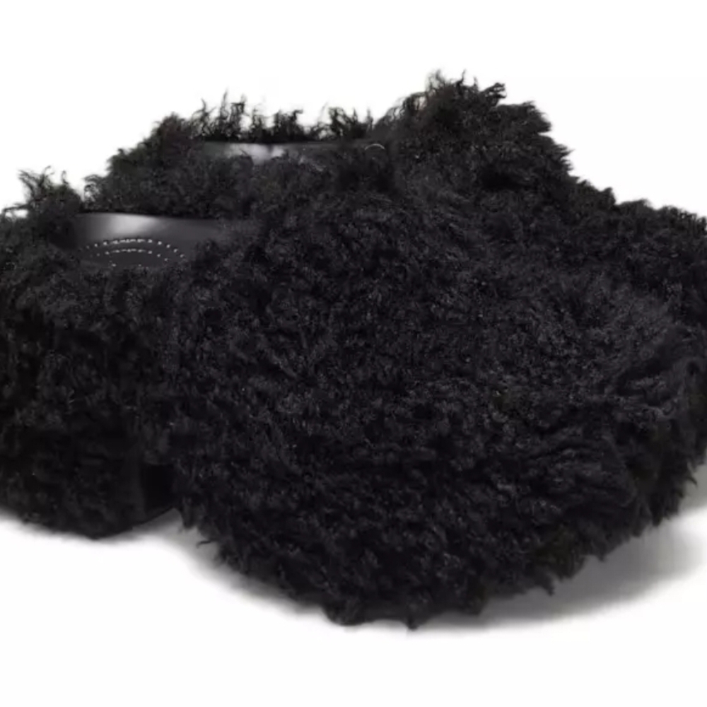 Crocs Women's Fuzzy Black Slippers - Picture 4 of 7